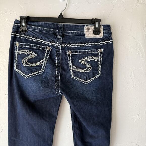 Silver Jeans Suki Super Skinny Jeans Womens 27x33 Dark Wash Stretch Embroidered - Picture 8 of 11